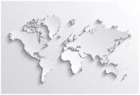 Фотообои Уютная стена "3Д карта мира в серых тонах" 410х270 см Бесшовные Премиум (единым полотном)