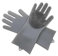 Многофункциональные силиконовые перчатки для мытья посуды, серый