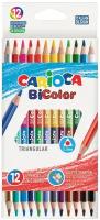 Карандаши двусторонние CARIOCA "Bi-color", 12 штук, 24 цвета, трехранные, заточенные