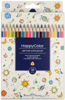 Карандаши цветные "HAPPYCOLOR", 18 ЦВ., 6 видов. Цена за 1 набор