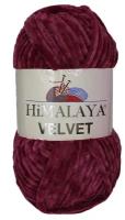 Пряжа плюшевая, велюровая Himalaya Velvet (Хималая вельвет) 100г/120м, 100% микрополиэстер, цвет: 90010 малина (бордовый), 1 моток