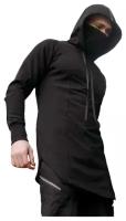 Толстовка с высоким воротом-маской в уличном стиле / мужская толстовка с капюшоном на молнии / черная (XL) / REUS