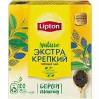 Чай черный Lipton экстра крепкий в пакетиках, 100 шт