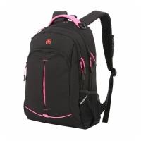 Рюкзак Swissgear черный/фукси, 32x15x46 см, 22 л