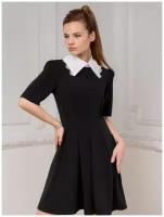 Платье длины мини черное с кружевным воротничком, 1001dress, размер 42, 0102383BB08
