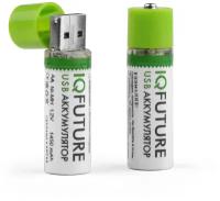 Аккумуляторные батарейки AA IQFuture IQ-AA-USB 1.2V 1450mAh Ni-MH HR6 со встроенной USB зарядкой, 2 шт