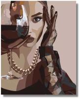 Картина по номерам "Девушка с бокалом" холст на подрамнике 40х60