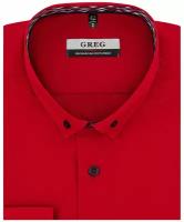 Рубашка мужская длинный рукав GREG 630/139/RED/Z/b/1p, Полуприталенный силуэт / Regular fit, цвет Красный, рост 174-184, размер ворота 43