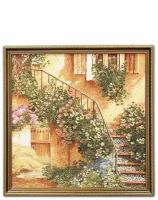 Гобелен картина интерьерная Магазин гобеленов "Лестница в цветах" 48*48 см
