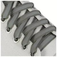 Шнурки для обуви, пара, плоские, со светоотражающей полосой, 10 мм, 70 см, цвет серый