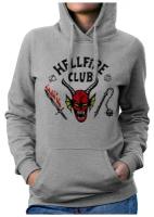 Худи DreamShirts Studio Hellfire Club Клуб Адского пламени / Очень Странные Дела Stranger Things / Толстовка Женская Серая 54