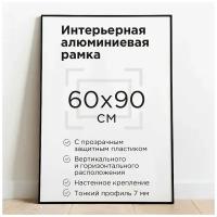 Фоторамка 60х90см, черная, рамка для постера, картины, плаката, алюминиевый профиль Нильсен, творчество в интерьере