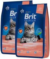 BRIT PREMIUM CAT STERILIZED SALMON & CHICKEN для взрослых кастрированных котов и стерилизованных кошек с курицей (2 + 2 кг)