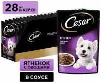 Влажный корм для собак Cesar ягненок, с овощами 1 уп. х 28 шт. х 85 г