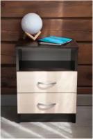 Тумба прикроватная в прихожую c 2 выдвижными ящиками и полкой венге Hesby Nightstand 5 венге бежевая