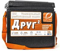 Рыболовный ящик Camping World "Друг-2" 25 л цвет черный (в комплекте держатель крышки и рюкзак-обвязка)