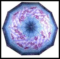 Зонт GALAXY OF UMBRELLAS ( линейка эконом вета ), полуавтомат, женский, арт. F 1904 B, голубая середина, фиолетовые квадраты с цветами