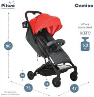 Прогулочная коляска Pituso Camino 2020, black/red, цвет шасси: черный