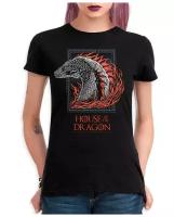 Футболка Dreamshirts Studio Дом Дракона - Игра Престолов / Дом Таргариенов / House of the Dragon / Женская Черная L