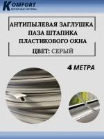 Заглушка паза штапика для окон и дверей ПВХ "грибок" серый 4 м