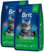 BRIT PREMIUM CAT STERILISED CHICKEN для взрослых кастрированных котов и стерилизованных кошек с курицей (2 + 2 кг)