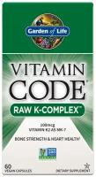 Garden of Life, Vitamin Code, комплекс необработанных витаминов группы K, 60 растительных капсул