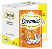 Лакомство для кошек Dreamies подушечки с курицей, 60г х 6 уп. (шоу бокс)