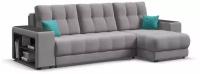 Угловой диван-кровать BOSS 2.0 XL с ящиком для хранения и полками, еврокнижка, шенилл Soro серый, 285х156х96 см