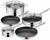 Набор посуды из нержавеющей стали Tefal E310S874 Jamie Oliver Cook Smart 8 предметов, кастрюля, ковш, сотейники и сковородки для газовых, электрических и индукционных плит