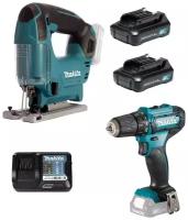 Набор MAKITA CLX237: акк. лобзик JV101DZ + акк. дрель-шуруповерт DF333DZ