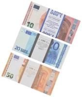 Набор сувенирные деньги, купюры фальшивые Евро (50, 20, 10 евро)