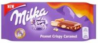 Шоколадная плитка Milka Peanut Crispy Caramel / Милка Пинат Криспи Карамель 90 г. (Германия)