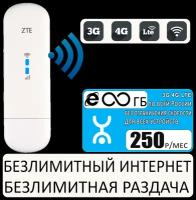 Комплект модем ZTE MF79U + сим карта Yota с безлимитным интернетом за 250р/мес