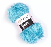 Пряжа для вязания YarnArt Samba (ЯрнАрт Самба) - 2 мотка 30 темная бирюза, травка, фантазийная для игрушек 100% полиэстер 150м/100г
