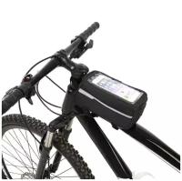 Велосипедная сумка на раму с карманом для смартфона / водонепроницаемая вело-сумка / вело-бардачок (black)