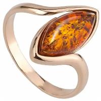 Кольцо Amberprofi, серебро, 925 проба, золочение, янтарь, размер 17.5