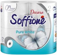 Бумага туалетная SOFFIONE Pure White 2 сл., 4 рул. Акция