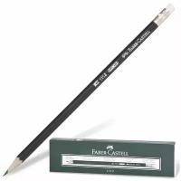 Карандаш чернографитный FABER-CASTELL, 1 шт., "1112", НВ, с резинкой, корпус черный, 111200