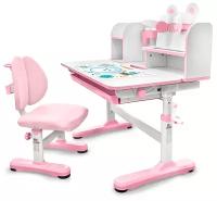 Panda XL pink BD-29 PN без лампы Детская растущая парта стол (длина столешницы 88 см) и растущий стул (мягкое кресло)