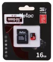 Карта памяти Netac T070480, MicroSD V10 U1 C10, 16GB + адаптер