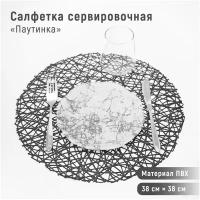 Набор салфеток сервировочных на стол Доляна «Паутинка», d=38 см, 4 шт, цвет чёрный