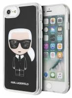 Чехол Karl Lagerfeld Liquid Glitter Iconic Hard для iPhone 7/8/SE 2020, черный