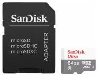 Карта памяти 64Gb - SanDisk Micro Secure Digital XC UHS-I SDSQUNR-064G-GN3MA с переходником под SD