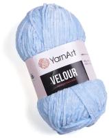 Пряжа YarnArt Velour Ярнарт Велюр Фантазийная велюровая, для игрушек, 851 светло голубой, 100 г, 170 м, микрополиэстер, 1 шт