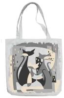 Текстильная сумка-авоська с донышком, Эко шоппер 35*42 Тканевая женская хозяйственная сумка шоппер, рисунок с одной стороны Коты абстракция 2