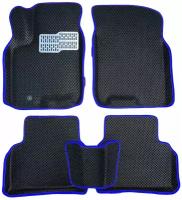 Автомобильные коврики EVA / ЕВА для Chevrolet Lacetti 2004-2013 / Шевроле Лачетти / 3D 3д с бортами / черный(ромб)-синий + металл подпятник