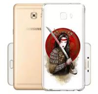 Чехол задняя-панель-накладка-бампер MyPads рисованная девушка с катаной для Samsung Galaxy C9 Pro (SM-C9000) противоударный