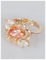 Кольцо помолвочное Lotus Jewelry, фианит, размер 18, золотой