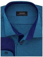 Рубашка мужская длинный рукав CASINO c245/157/60111/Z/P/1, Полуприталенный силуэт / Regular fit, цвет Синий, рост 174-184, размер ворота 39