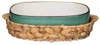 Блюдо для запекания Bronco Nature в плетеной корзине, 33х25х9 см, 3000 мл, мятное (263-1091)